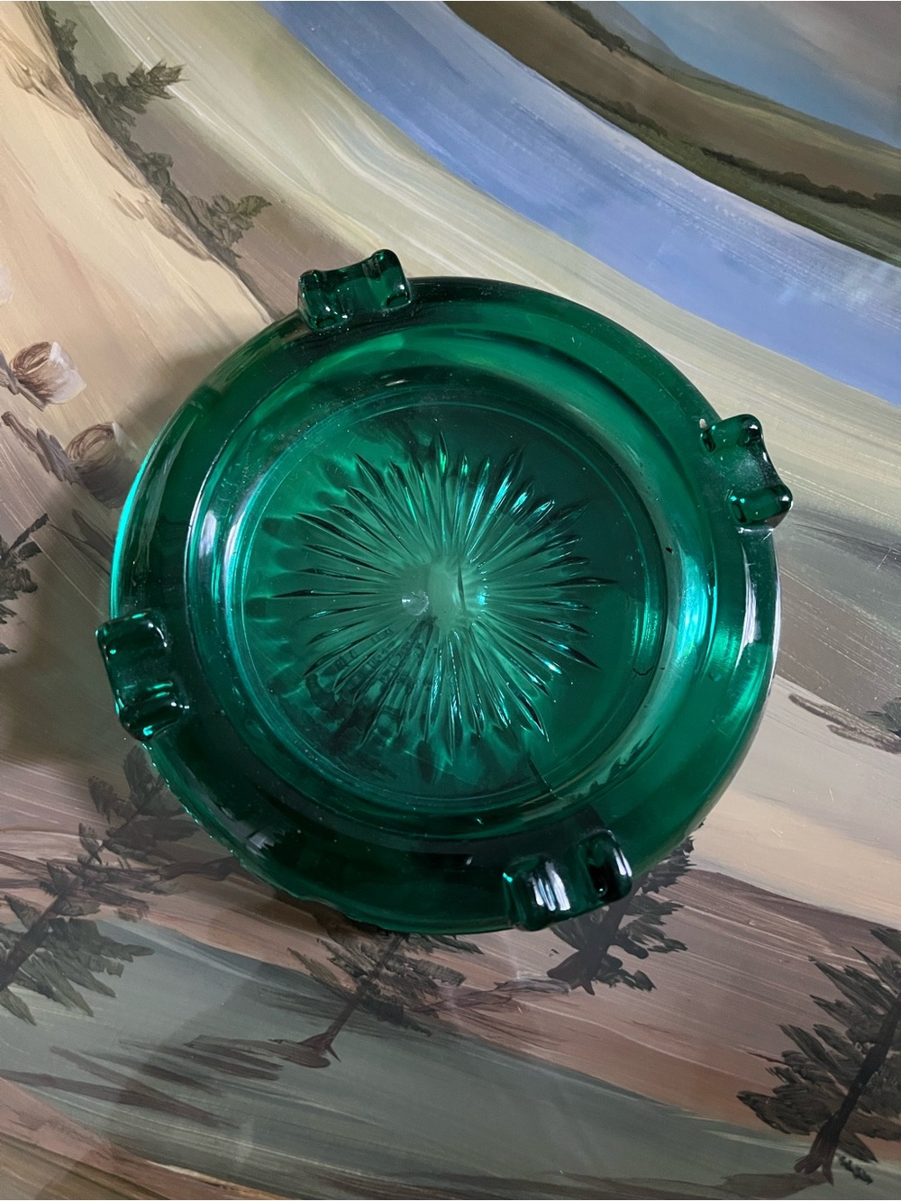 Vintage Ashtray Aqua Glass